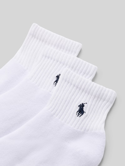 Produktfoto, Socken aus Baumwoll-Mix im 3er Pack von Polo Ralph Lauren Underwear, weiß, unifarben, elastischer Bund, Rippstrick, Logo-Detail