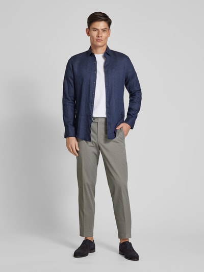 Hiltl Slim fit broek met persplooien, model 'Teaker' Middengrijs - 1