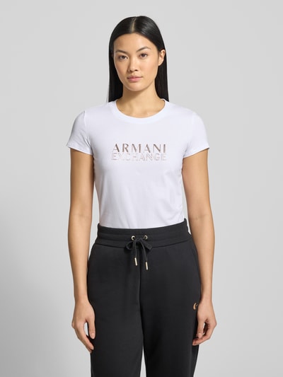 ARMANI EXCHANGE T-shirt z detalem z logo Biały 4