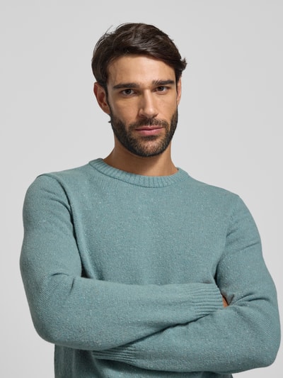 Marc O'Polo Sweter o kroju regular fit z dzianiny z mieszanki wełny Lodowy błękitny 3
