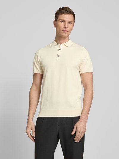 Profuomo Regular Fit Poloshirt mit elastischen Abschlüssen Offwhite 4