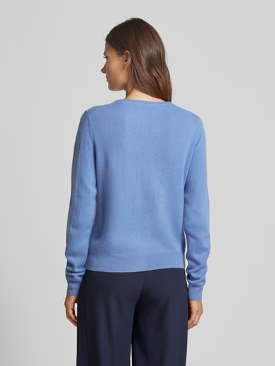 S.Marlon Kasjmier cardigan met ronde hals Blauw - 5