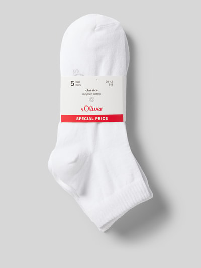 s.Oliver RED LABEL Sneakersocken mit Label-Print im 5er-Pack Weiss 3