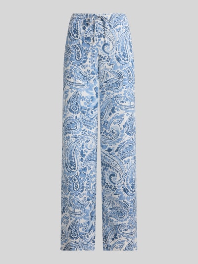 Lauren Ralph Lauren Spodnie o szerokości z czystego lnu z wzorem na całej powierzchni Jasnoniebieski melanż 2