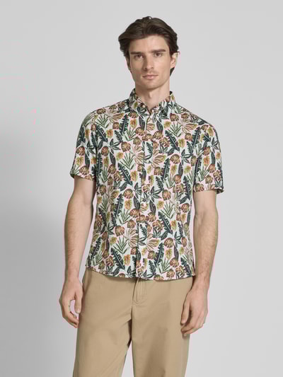 Jake*s Casual Fit Freizeithemd aus Leinen-Baumwoll-Mix Weiss 4