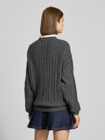 Review Gebreide pullover met kabelpatroon Antraciet gemêleerd - 5