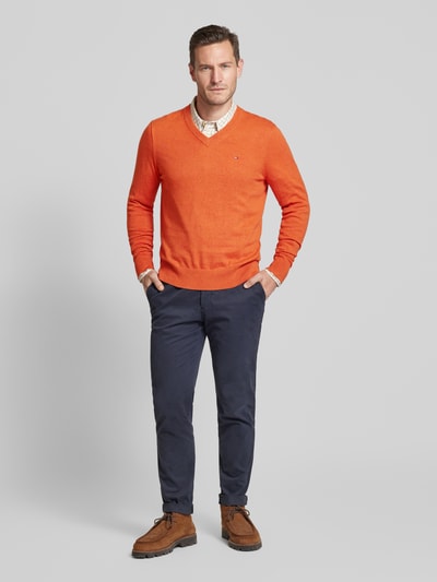 Tommy Hilfiger Gebreide pullover met logostitching, model 'PIMA' Oranje - 1