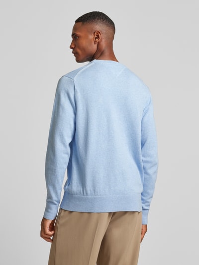 CK Calvin Klein Gebreide pullover met logostitching, model 'PIMA' Lichtblauw - 5