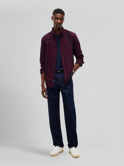 Tommy Jeans Regular Fit Freizeithemd aus Baumwolle mit Karomuster Dunkelrot 1