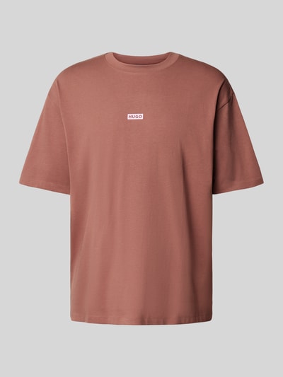 Hugo Blue T-Shirt mit Label-Print Modell 'Nalono' Mittelbraun 1