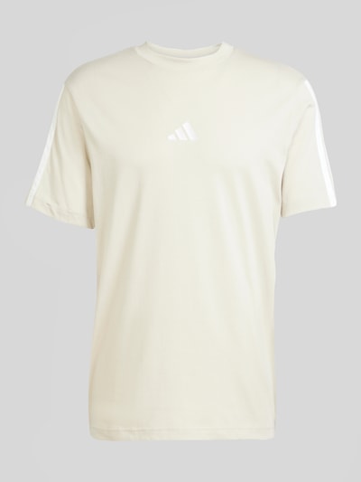 Produktfoto, Regular Fit T-Shirt aus reiner Baumwolle von adidas Sportswear, Look: effen, logoprint, contraststrepen, ronde hals, korte mouw, materiaal: puur katoen