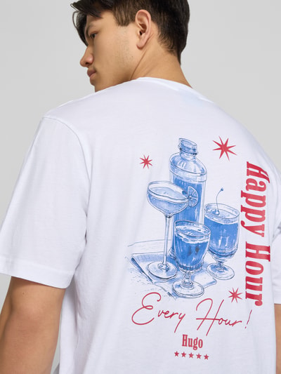 HUGO Blue męski t-shirt o kroju regular fit z czystej bawełny model 'NUCAVO' Biały 3