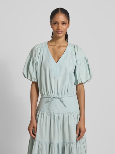 Lauren Ralph Lauren Blusenshirt mit V-Ausschnitt Hellgruen Melange 4