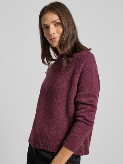 BOSS Sweter z dzianiny o kroju regular fit z mieszanki wełny z alpaki model ‘FEBISAN’ Bordowy 3