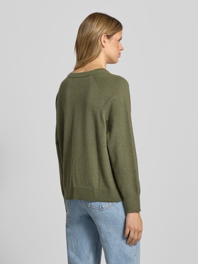 Marc O'Polo Denim Regular fit gebreide pullover van katoenmix Kaki - 5