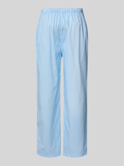 Produktfoto, Comfort Fit Pyjama-Hose mit Polo-Bear-Muster Modell 'PJ PANT-SLEEP-BOTTOM' van Polo Ralph Lauren Underwear, heren pyjamabroek van zuiver katoen met allover patroon, elastische tailleband met trekkoord en zijzakken, lichtblauw-wit gestreepte stof, gladde textuur.