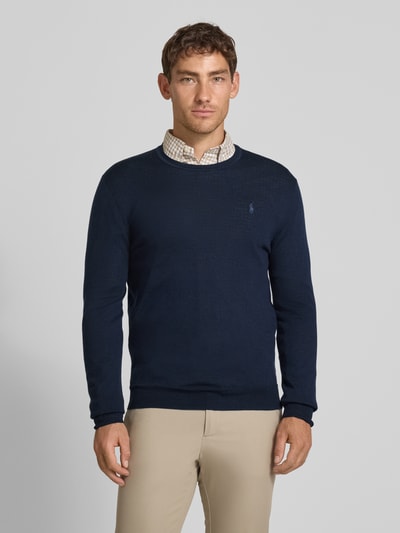 Polo Ralph Lauren Sweter z dzianiny z wełny merino Granatowy 4