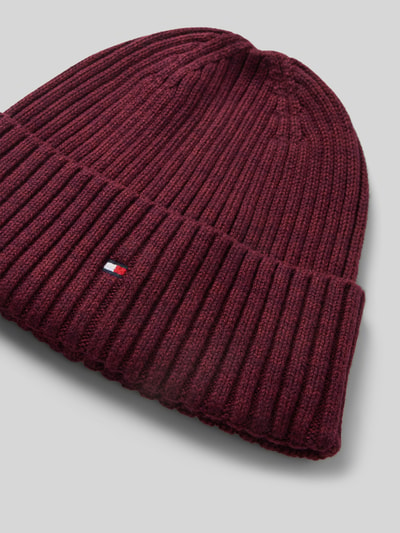 Tommy Hilfiger Czapka beanie z wyhaftowanym logo Bordowy melanż 2