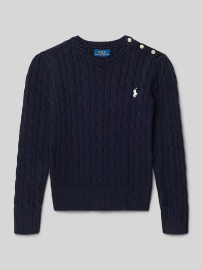 Polo Ralph Lauren Kids Sweter z dzianiny z wyhaftowanym logo Granatowy 1