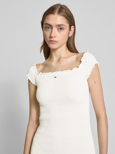 Tommy Jeans Slim Fit Bodycon-Minikleid mit Carmen-Ausschnitt Weiss 3