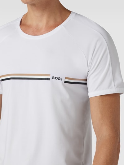 BOSS T-Shirt mit Kontraststreifen und Logo-Print Modell 'Vitality' Weiss 3