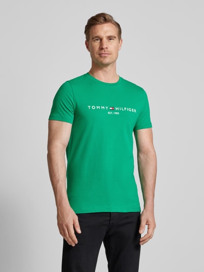 Tommy Hilfiger T-shirt met labelprint Lichtgroen - 4