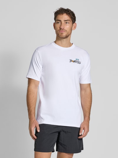 BOARDIES T-shirt met motief- en labelprint, model 'Long Shot' Wit - 4