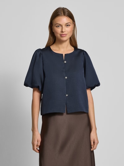 Neo Noir Korte overhemdblouse met knoopsluiting, model 'Aisa' Donkerblauw - 4