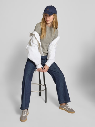 Polo Ralph Lauren Strickpullover mit Zopfmuster Modell 'JULIANNA' Hellgrau 1