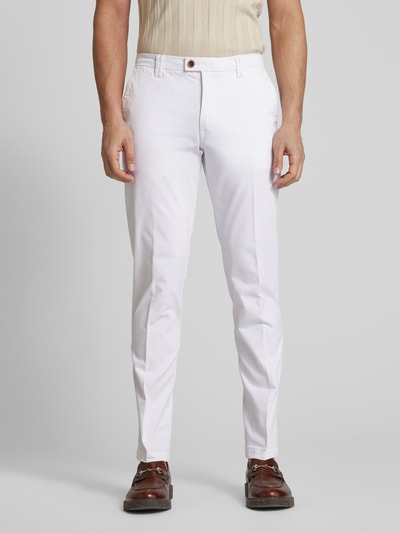 Cinque Slim fit chino met persplooien, model 'WOOD' Wit - 4