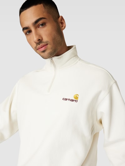 Carhartt Work In Progress Sweatshirt mit Stehkragen und Reißverschluss Offwhite 3