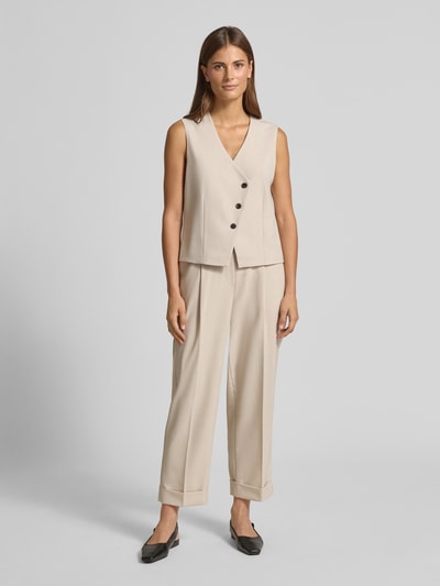 OPUS Gilet met asymmetrische knoopsluiting, model 'Warfa' Zand - 1