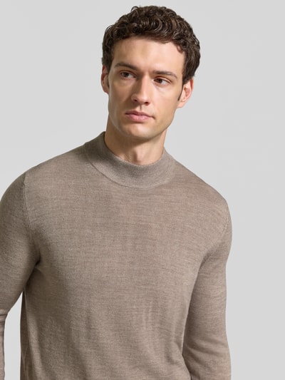 Christian Berg Men Regular Fit Turtleneck aus Woll-Mix Mud Melange 2