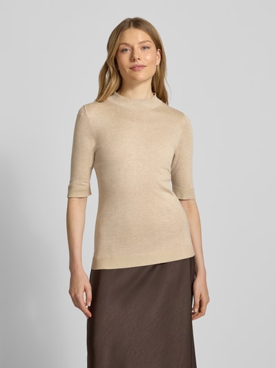 comma Gebreide pullover van viscosemix met 1/2-mouwen Zand - 4