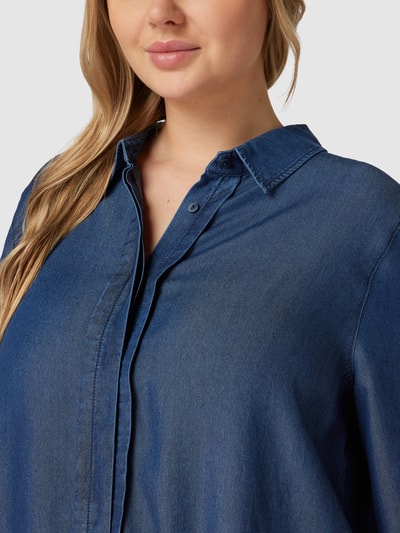 Samoon PLUS SIZE Jeanskleid mit Umlegekragen Modell 'POP SAFARI' Jeansblau 3