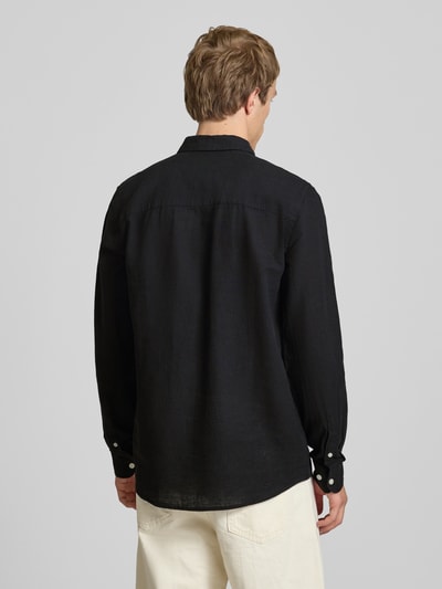 ONLY & SONS Slim Fit Freizeithemd aus Baumwoll-Leinen-Mix Modell 'CAIDENLS SOLID' Black 5