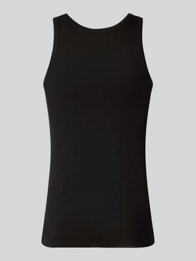 Produktfoto, Unterhemd mit Rundhalsausschnitt von Snocks in Schwarz aus Reine Baumwolle, Slim-Fit, Breite Träger, glatte Textur.