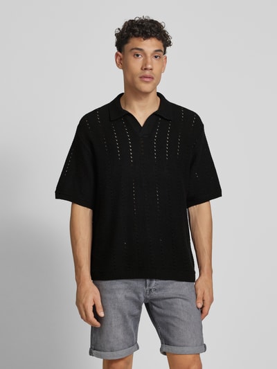 Jack & Jones Relaxed Fit Poloshirt mit Lochmuster Modell 'PAROS' Black 4