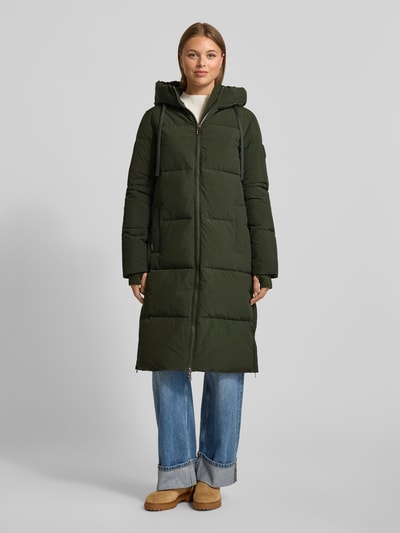 MOS MOSH Gewatteerde lange jas met capuchon, model 'Ollie' Donkergroen - 4