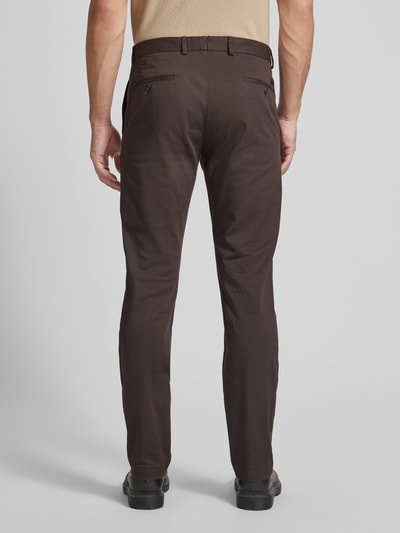 JOOP! Collection Slim fit chino met ceintuurlussen, model 'Hank' Donkerbruin - 5