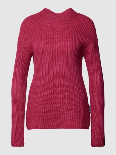 HUGO Strickpullover aus Schurwoll-Mix in unifarbenem Design Pink 2