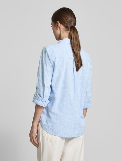 Tom Tailor Loose Fit Hemdbluse aus reiner Baumwolle mit Knopfleiste Hellblau 5
