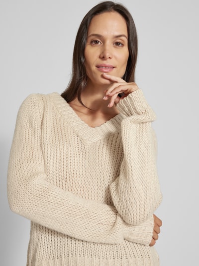 moves Gebreide pullover met structuurmotief, model 'Nicolinna' Beige - 3