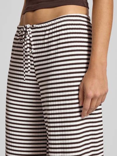 Gina Tricot Lounge-Hose mit Streifenmuster und elastischem Bund Hellbraun Melange 3