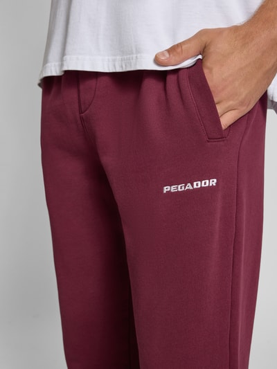 Pegador Sweatpants met logostitching en steekzakken Bordeaux - 3