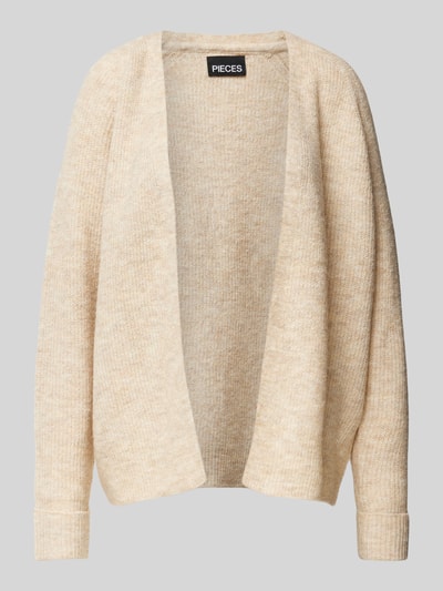 Pieces Regular Fit Cardigan mit Wollanteil in Melange Modell 'ELLEN' Beige 2