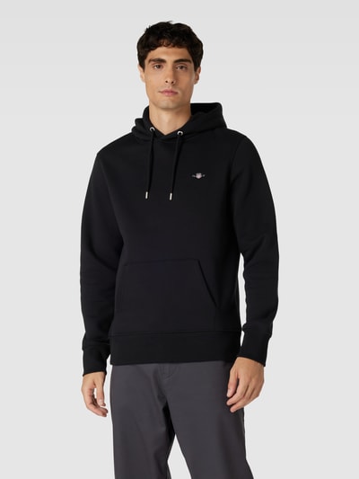 Gant Hoodie met labelstitching, model 'SHIELD' Zwart - 4