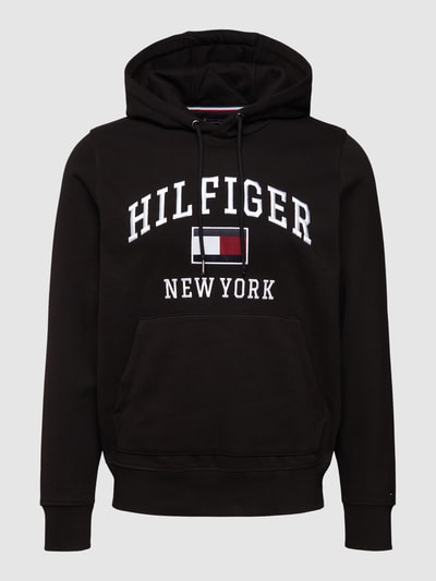 Tommy Hilfiger Hoodie met labelstitching, model 'VARSITY' Zwart - 2