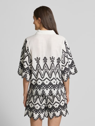 Copenhagen Muse Bluzka z haftami i krytą listwą guzikową Złamany biały 5