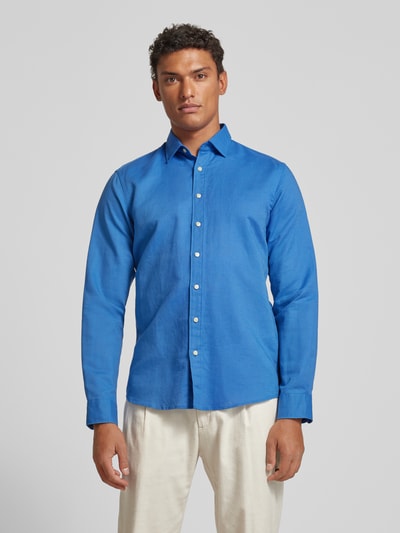 Jake*s Slim fit zakelijk overhemd met kentkraag Koningsblauw - 4